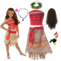 Disney Halloween Dress Up Party Moana Costume Little Girl Princess Fancy Clothes Children Vaiana Outfit for 2 3 5 6 8 10Y. 