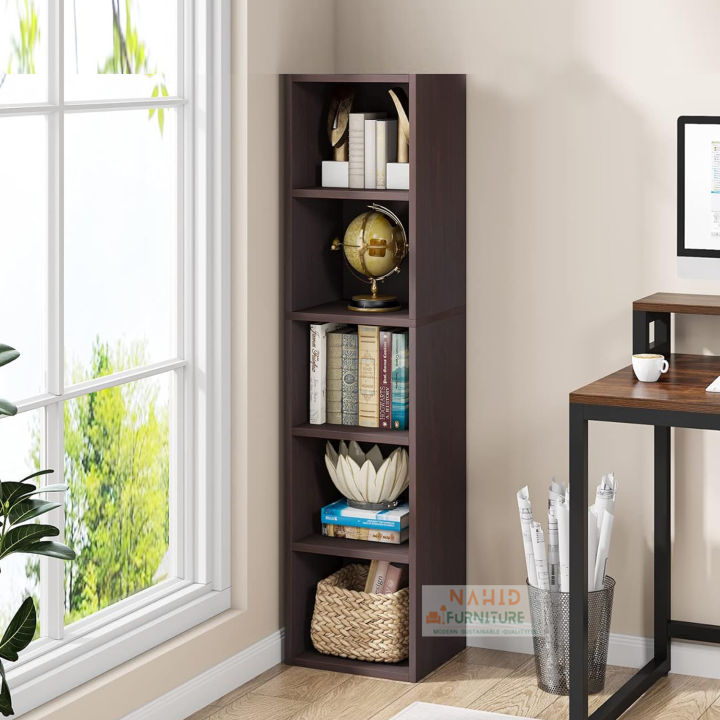5-Tier%20Narrow%20Bookcase%2060x12%20inch%20Bookshelf%20Cabinet%20Cube%20Organizer%20Book%20Shelves%20Display%20Storage%20Shelves%20Rack%20for%20Small%20Spaces%20Home%20Office%20Living%20Room%20by%20Nahid%20Furniture%20-%20Image%202