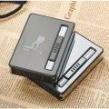 Metal Windproof Butane Gas Cigar Lighter Automatic Case Hold 10 Cigarettes Box,Multifunction Smoking Gadgets For Men Accessories.