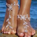 Stonefans Summer 2Pcs Set Rhinestone Leaf Finger Anklet for Women Luxury Silver Color Leaf Hand Harness Bracelet Jewelry Gift.