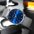 CRRJU Watch for Men, Stainless Steel 40mm with Mesh Strap Mens Watches,Classic Ultra Slim 7mm Men's Wrist Watches Automatic. 