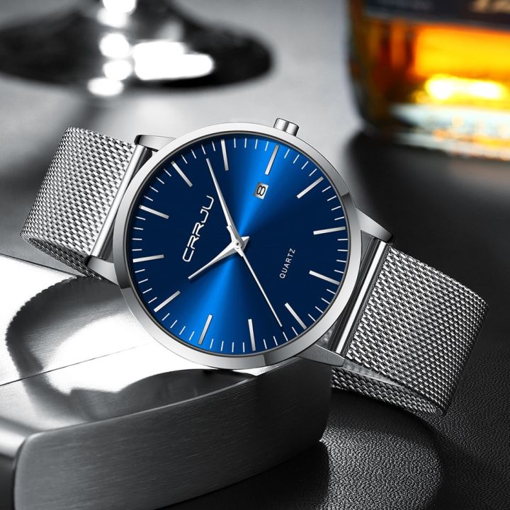 CRRJU%20Watch%20for%20Men,%20Stainless%20Steel%2040mm%20with%20Mesh%20Strap%20Mens%20Watches,Classic%20Ultra%20Slim%207mm%20Men's%20Wrist%20Watches%20Automatic%20-%20Image%205