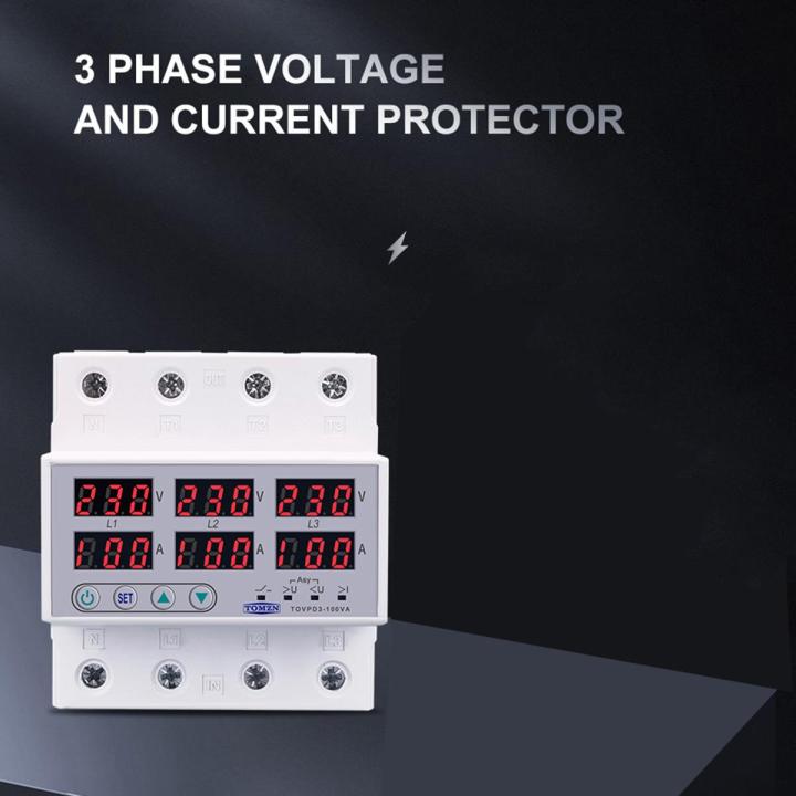 Din Rail 3 Phase Voltage Relay 380V Voltmeter Ammeter Relays 100A ...