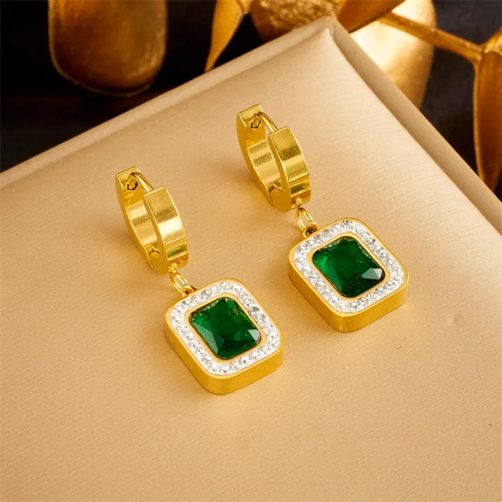 316L%20Stainless%20Steel%20Luxury%20Non-fading%20Square%20Green%20Crystal%20Zircon%20Pendant%20Necklace%20Earrings%20Jewelry%20Set%20For%20Women%20Gifts%20-%20Image%205