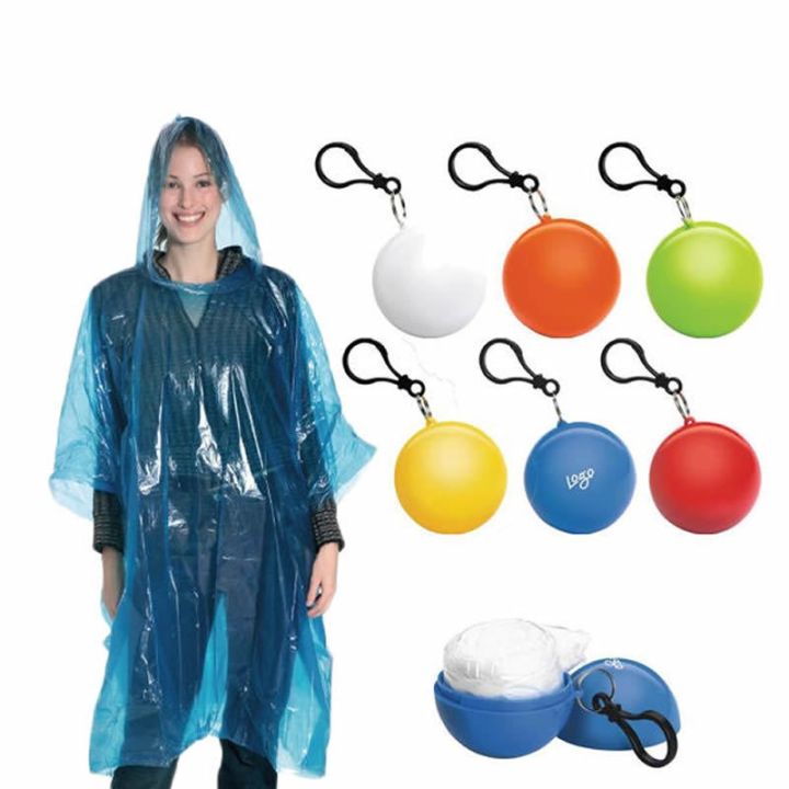 1 Pcs Portable raincoat disposable poncho unisex raincoat ball cape key ring ball