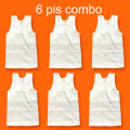 6 Pieces set white Color boy tshirt Tank Top kids top, baby boy top, sando ganji.