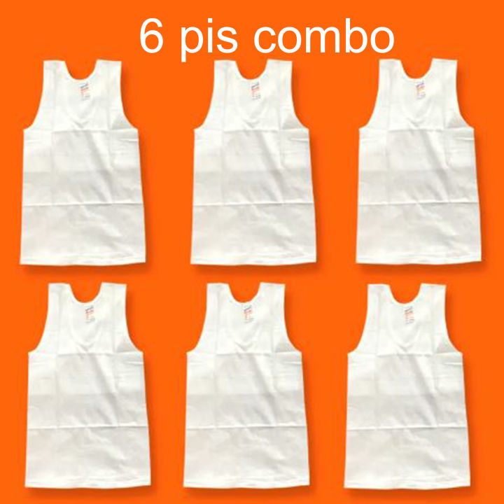 6 Pieces set white Color boy tshirt Tank Top kids top, baby boy top, sando ganji
