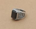Stainless Steel Black Natural Stone Mens Finger Ring - Ring For Men.