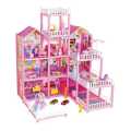 Kids learning Lovely House DIY Assemble Game Doll House with Dolls and Furniture Pretend Play House. 