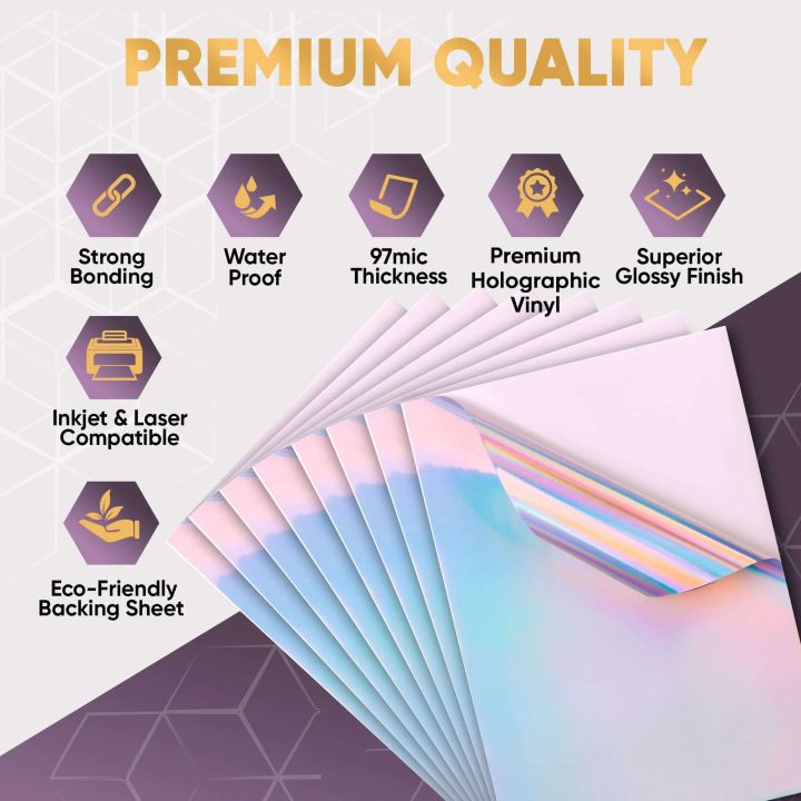 10%20Sheets%20Holographic%20Paper%20A4%20Vinyl%20Sticker%20Printable%20Label%20Self%20Adhesive%20Paper%20Sticker%20Waterproof%20Laser%20Color%20for%20Inkjet%20Print%20-%20Image%202