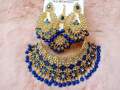 Indian Gold-Plated Wedding Necklace Set Thai Stone Choker with Earrings and Tikli.