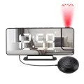 Migeet Projection Vibrating Alarm Clock LED Mirror Digital Clock with 2 Sets of Alarm Clock Snooze Function Bed Shaker USB Output for Heavy Sleepers. 