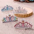 Children Tiaras Crowns Small Kids Girls Birthday Party Show Coloful Rhinestone Crystal Hair Comb Crown Princess Headwear.