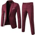 2Pcs/Set Men Suit Plus Size Men Solid Color Long Sleeve Lapel Slim Button Business Suit Work clothes Business suits.