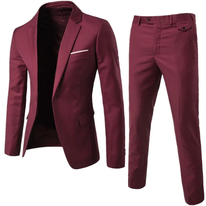 2Pcs/Set%20Men%20Suit%20Plus%20Size%20Men%20Solid%20Color%20Long%20Sleeve%20Lapel%20Slim%20Button%20Business%20Suit%20Work%20clothes%20Business%20suits%20-%20Image%203