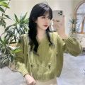 Spring and Autumn New Slimming Younger Fashion Embroidered Flower Long Sleeve Short Knitted Sweater Cardigan Coat Women's Clothing.