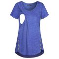 Maternity Clothes Pregnancy Buttons Breastfeeding Pregnant Women Short Sleeve Casual Summer Pullover T-shirt Pregnant Clothes.