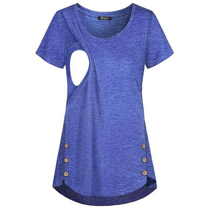 Maternity%20Clothes%20Pregnancy%20Buttons%20Breastfeeding%20Pregnant%20Women%20Short%20Sleeve%20Casual%20Summer%20Pullover%20T-shirt%20Pregnant%20Clothes%20-%20Image%202