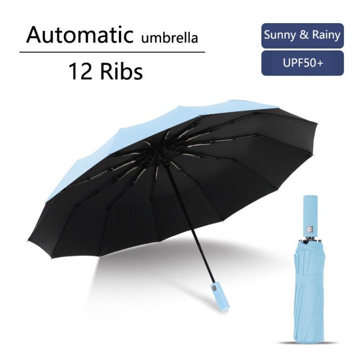 12%20Ribs%20Automatic%20Umbrella%20Rain%20Wind%20Resistant%20Sun%20Umbrellas%20Black%20Coating%20Umbrella%20Parasol%20Portable%20UV%20Folding%20Umbrellas%20-%20Image%202
