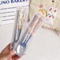 Fork Stainless Steel Material Ceramic Material Boxed For Easy Storage Cute Decoration Catering Supplies Spoon White Cutlery Set.