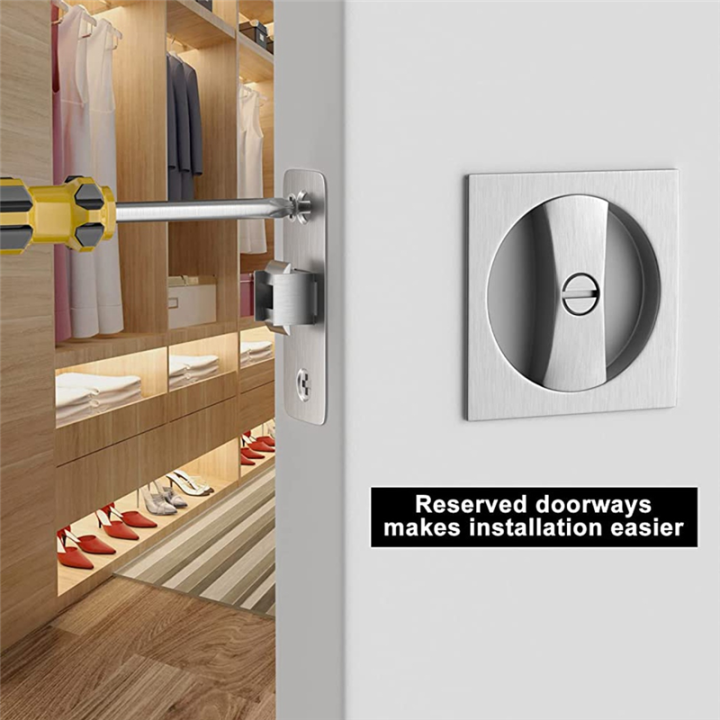 Bed/Bath%20Pocket%20Door%20Lock%20Silver%20Door%20Lock%20Metal%20Door%20Lock%20Satin%20Nickel%20Contemporary%20Privacy%20Square%20Pocket%20Door%20Hardware,%20Sliding%20Pocket%20Door%20Latch%20-%20Image%203