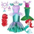 Ariel Girl Little Mermaid Costume Halloween Kid Dress For Girls Children Carnival Birthday Party Clothes Cosplay Mermaid Dress. 