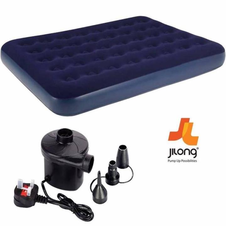 Single Air Bed With Electric Pumper- Blue
