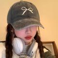 Breathable Bow Embroidered Baseball Hat Lightweight Adjustable Sunscreen Vintage Baseball Cap Embroidered Soft Top Sunproof Cap for Travel Hat Outdoor Sun Shade Women's Cap Daily Wear Streetwear. 