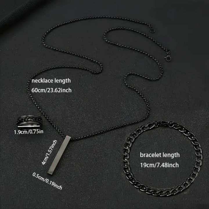 3pcs/set%20Men's%20Fashion%20Alloy%20Cross%20Pendant%20Necklace%20+%20Bracelet%20+%20Ring%20Set%20%20for%20Men%20-%20Image%203