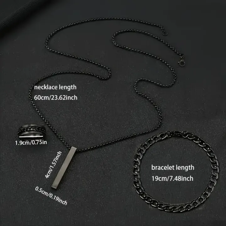 3pcs/set%20Men's%20Fashion%20Alloy%20Cross%20Pendant%20Necklace%20+%20Bracelet%20+%20Ring%20Set%20%20for%20Men%20-%20Image%203