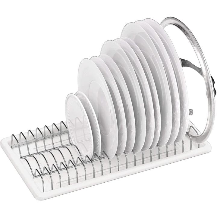 Simple Houseware Plate Drying Rack with Drainboard, Chrome-Single Layer