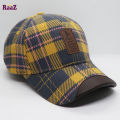 Unique Shape Gyoufu Leather Logo Big Check Premium Fabrics Baseball Cap.
