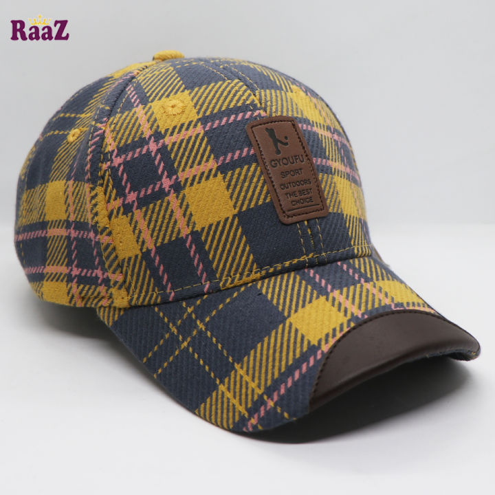 Unique%20Shape%20Gyoufu%20Leather%20Logo%20Big%20Check%20Premium%20Fabrics%20Baseball%20Cap%20-%20Image%204