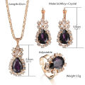 6 Colors Necklace/Earrings/Rings Jewelry Sets Hoop Earrings Water Drop Earrings Red Jewelry Set Rhinestones For Women.