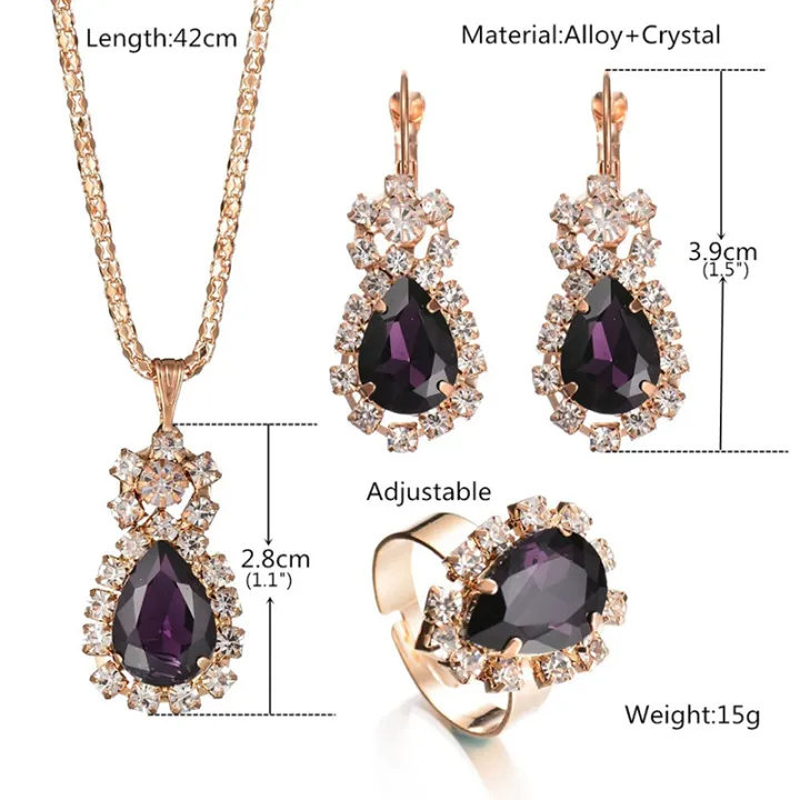 6%20Colors%20Necklace/Earrings/Rings%20Jewelry%20Sets%20Hoop%20Earrings%20Water%20Drop%20Earrings%20Red%20Jewelry%20Set%20Rhinestones%20For%20Women%20-%20Image%206