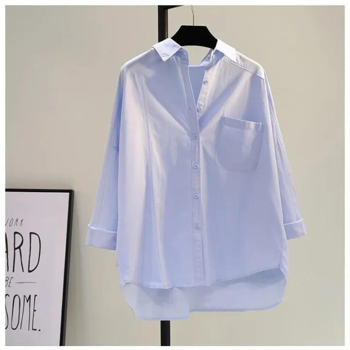 100%25%20Pure%20Cotton%20Rose%20Red%20Long-Sleeved%20Shirt%20for%20Women%20Spring%20and%20Summer%20New%20Single%20Pocket%20Loose%20Slim-Fit%20Casual%20Shirt%20-%20Image%204