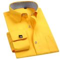 Quality Men's Classic French Cuff Formal Party Wedding Dress Shirts White Long Sleeve No Pocket Tuxedo Male Shirt with Cufflinks. 