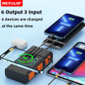 30000mAh Solar Wireless Power Bank Portable With Compass External Battery Cables Outdoor Camping Powerbank for iPhone 15 Samsung. 
