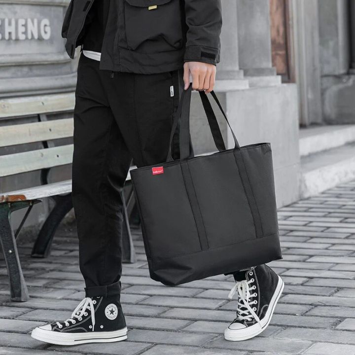 mens black canvas tote bag