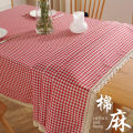 22QR Plaid Tablecloth, Fabric, Cotton Linen, Small Fresh Simple Lace Desk Mat, Ins Wind Student Rectangular Coffee Table.