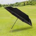 Folding Umbrella Sun Rain Umbrella 6 Ribs Waterproof Lightweight Umbrella black. 