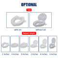 Raised Toilet Seat with Lid 300 Lbs Heavy Duty Elevated Toilet Seat with Tightening Clamps Raised Toilet Seats for Most Elongated Toilets (White, 6 Inches).