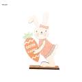 Cute Easter Standing Bunny Wooden Table Decoration Lightweight Accessory Holding Carrot.