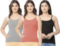 3 Pieces Multicolor Combo Ladies Comfortable Cotton Tank Tops. 
