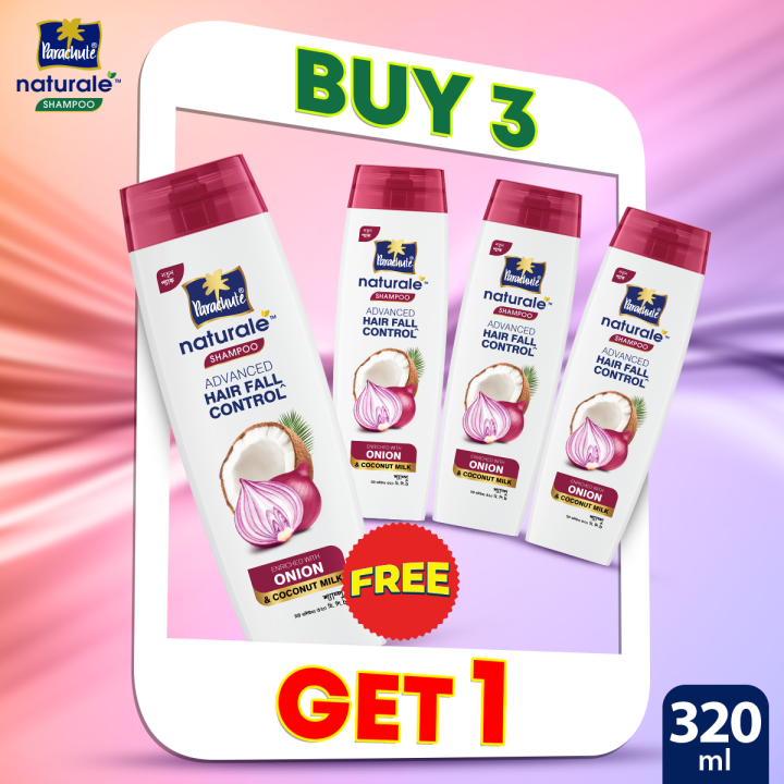 Buy 3 Get 1 Free: Parachute Naturale Shampoo Onion Advanced Hair Fall Control 320ml