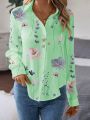 Women's Shirt Blouse Floral White Yellow Pink Print Button Long Sleeve Casual Holiday Fashion Shirt Collar Fit Spring Fall.