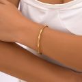 Punk Gold Color Bamboo Joint Open Cuff Bangles 2023 Trend Bracelet for Women Men Classic Charm Bracelet Couple Hand Jewelry Gift.