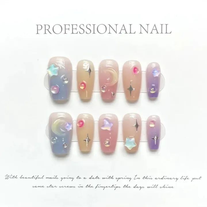 10Pcs%20Gradient%20Candy%20Color%20Press%20On%20Nails%20Handmade%20Nails%20With%203D%20Star%20Moon%20Rhinestone%20Design%20Full%20Cover%20Wearable%20Nail%20Tips%20-%20Image%203