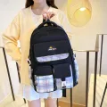 New children's school bag for primary school students 3-6 grade checkered color-blocking, ultra-lightweight burden reduction spine protection backpack for foreign trade. 