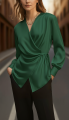 Women’s Soft Satin Silk Top – Stylish Wrap Design.